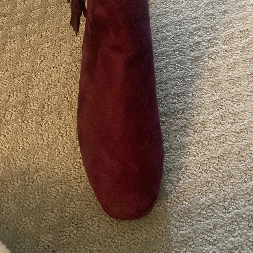 Plum colored low boots with a little fringe zipper. Brand new. - Picture 8 of 8